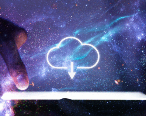 Illustration of cloud computing and SaaS applications driving business growth