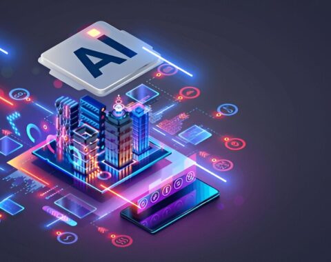 Dubai smart city skyline with connected IoT sensors powered by Edge AI